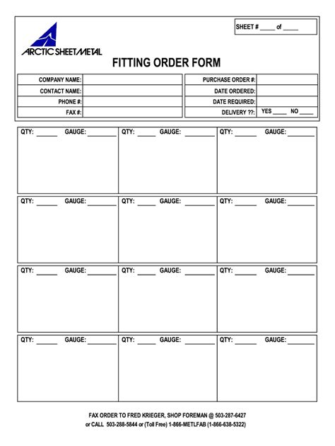 sheet metal fitting order form|Sheet Metal Fitting Order Form .